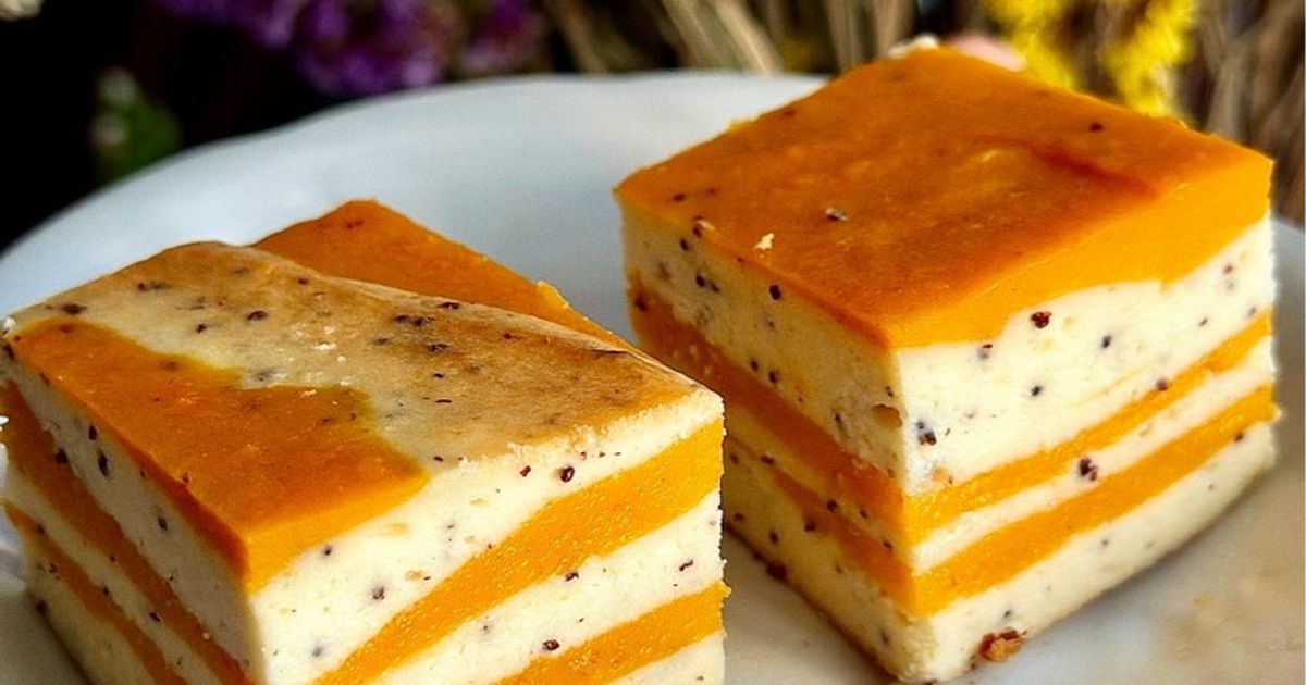 Kasërola me djathë, rrush të thatë të artë dhe fara susami